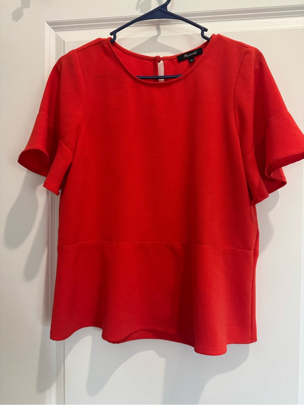 Madewell Red Short-Sleeve Peplum Blouse